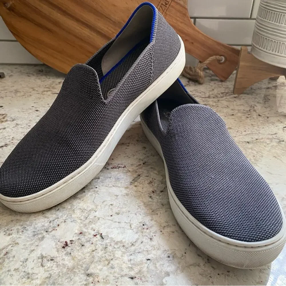 Rothys City Slip On Dark Gray Royal Blue sz 8